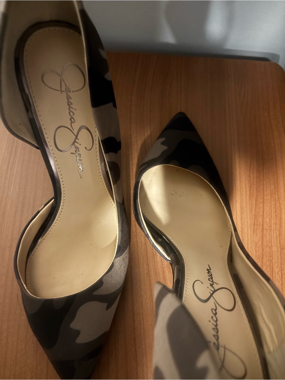 Jessica Simpson Camouflage Pointed-Toe D'Orsay Flats - Gray Black